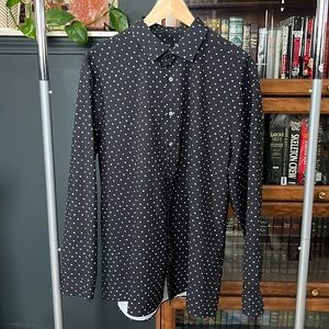 J. Ferrar Men’s polka dot black dress shirt- wrinkle resistant dress shirt- XL